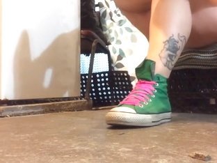 crushing cans with sneakers on