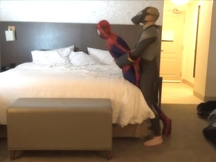 masked Dolphin wetsuit enemy surprises spiderman in his hotel room