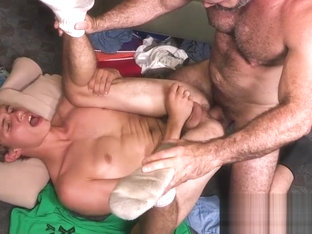 Horny teen rides bears cock bareback