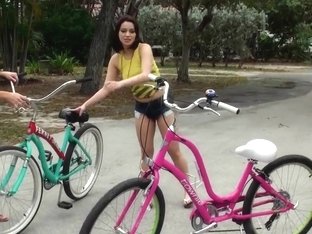 Rachel, Chloe And Molly Ride Bicycles And Fuck