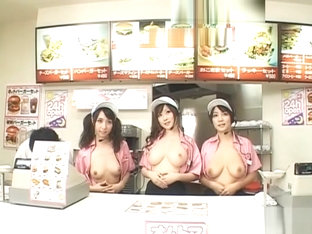 Mesmerized Japanese Fast Food Workers Get Fucked Doggy Style In Public