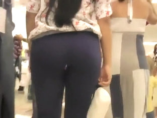 Stalking A Tight Butt In Purple Yoga Pants
