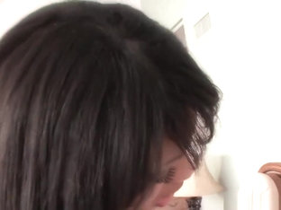 Stunning babe rides massive white cock