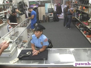 Huge boobs security officer pounded at the pawnshop