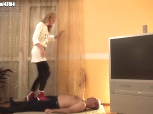 Under mistress's Christmas boots