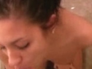 Gorgeous Babe Licked And Sucked Husband's Dick In The Bathroom