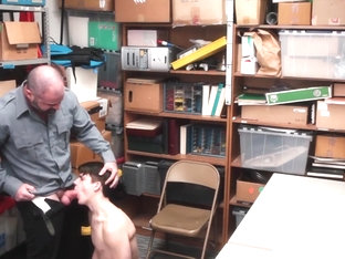 Sexy young thief sprays warm cum while being bareback fucked