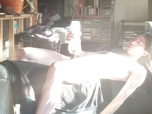 Livingroom Fleshlight with Roommate Upstairs