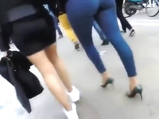 Big round ass of a very slender woman