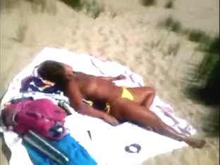 Mature Beach Voyeured Topless (caught!)