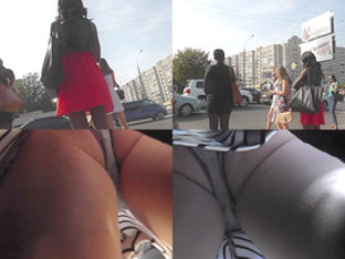 Bubble-ass Gal Wears Classic Panties In Candid Upskirts