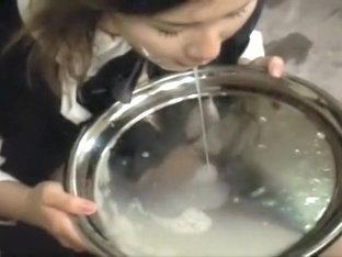 Pretty Japanese girl has a bunch of horny guys unloading on her face