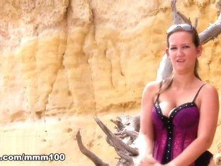 Milya In Hot Blonde With Big Boobs Milya Doing A Strip By The Sea - Mmm100