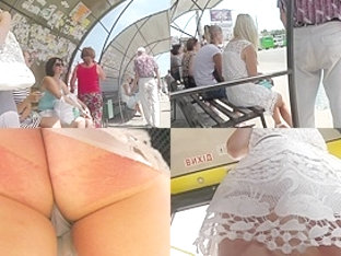 Thongs Of A Young Lady Presented In Free Upskirt