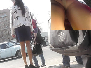 Woman was going home and caught on upskirt spy camera