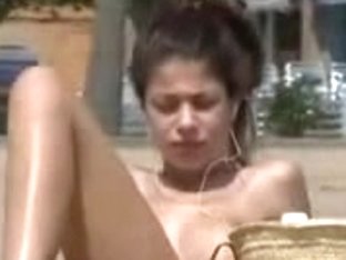 Cute Woman Filmed Topless On Beach Bvr