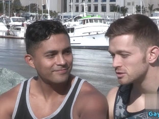 Latin gay flip flop with creampie