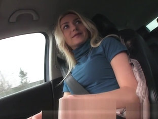 Blonde hitchhiker sucks and fucks huge dick