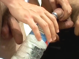 Young gay barebacked and doused in piss by hung lover