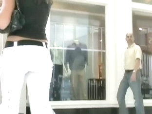 Sweet Fucking Babe Is Walking In White Pants Showing Her Ass