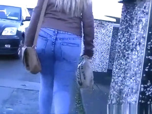 Long Hair Blonde Wearing Tight Jeans Pants