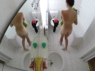 Spycam In A Bathroom - Sexy Brunette
