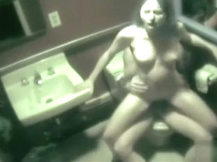 Security cam captures couple fucking in restroom