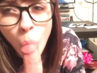 Brunette Cute Girl With Glasses Gives A Nice Blowjob