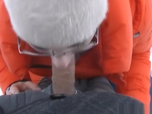 She is so hot that she makes his cock hard on a cold weather