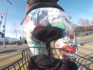 street city public cycling bubble butt yoga pants