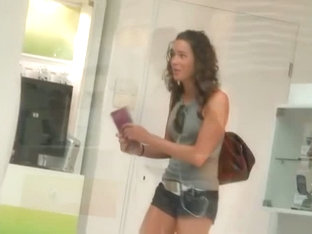 Hot Brunette In A Street Candid Video