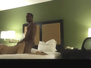 Interracial doggy fuck in hotel bedroom