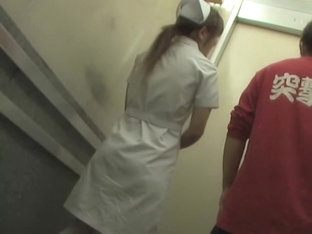 Cute nurse staying calmly even when getting sharked