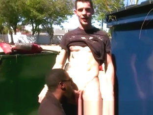 Outdoor gay interracial cock sucking