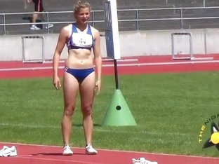 Scantily clad long jumper has a nice ass