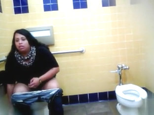 Lovely Brazilian Fattie Gets Recorded Urinating Hard In A Public Restroom