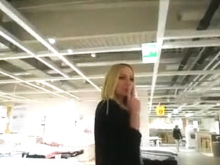 Cute Kinky Blonde Girlfriend Hidden Blowjob In Dressing Room