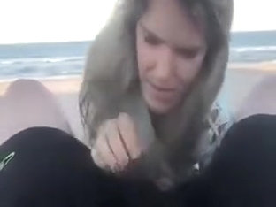 Hot Mom Tease and Blowjob with Cumshot Facial at the Beach