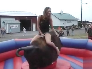 Bull Ride Uncovers The Girl's Pussy