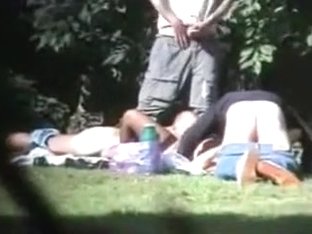 Old And Nasty Swingers In The Park Having Threesome Sex