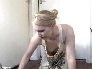 Skinny Blonde Scrubbing In A Down Blouse Small Tits Video