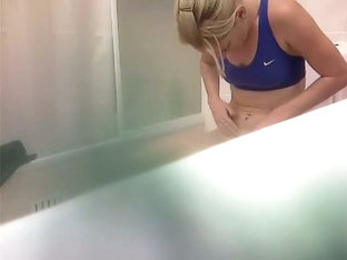 Shower Room Hidden Cam Records Babe Washing And Toweling