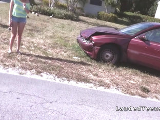 Wracked Car Teen Bangs Strangers Dick