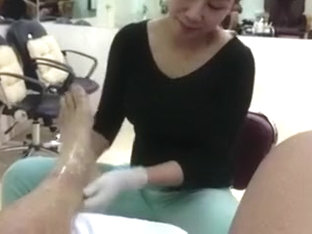 Jerking off while getting a pedicure is awesome