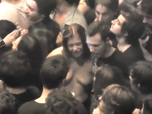 Foxy Redhead Bombshell Shows Off Her Tits At A Rock Concert