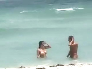 Hot Milf with Big Tits Gets Her Naked Ass Massaged at Beach