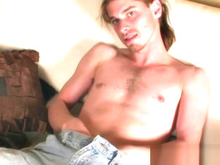 Young blond cutie jerking off his dick all alone