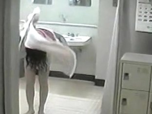 A New Girl With A New Towel Spotted With A Shower Cam