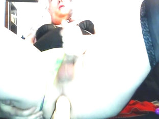 Quinn Stone rides multiple dildos in her ass til her tranny clit explodes