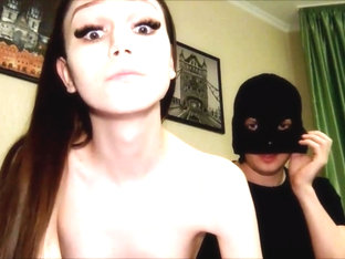 Slim Russian Tranny Pleased By Her Masked BF